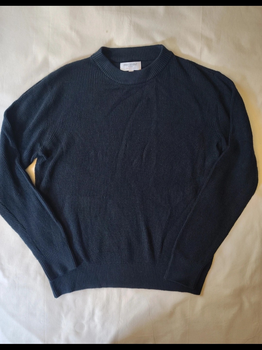 Men's Precedent Cotton Cashmere Blend Navy Crewneck Sweater Small EUC